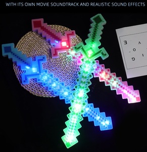 54CM colorido LED luz plástico cristal sables Pixel espada juguetes para niños espada iluminada con sonidos para jugar samurái - Product Image 5