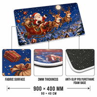 Tapis de souris de jeu de Noël 90x40cm 3mm, tapis de bureau, design animé traîneau du Père Noël, base en mousse PU antidérapante, cadeau de Noël pour les joueurs