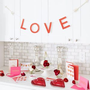 Valentine's Day Heart Shaped <b>Paper</b> Plates 10pcs 24x26cm <b>Red</b> Disposable Party Dessert Plates Modern Style Venue Props - Product Image 1