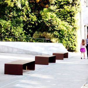 Modern Corten Steel Rust Finish 2mm Thick Powder Coated Rectangle Park Bench CE Certified All-Weather Gnee Garden for Community - Product Image 1