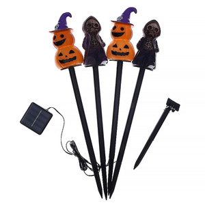 Solar Halloween Garden Outdoor Waterproof <b>Ground</b> <b>Stake</b> Lights Pumpkin Ghost LED Yard Decoration Outdoor Party 4 String Light Set - Product Image 4