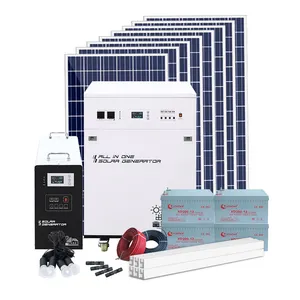 Conjunto de energia solar, onda senoidal pura dc para ac fora da grade 2kw sistema solar 5kw 4kw 3kw 1kw à venda