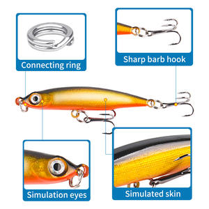 Señuelo de pesca Xinyu tipo lápiz de 5.3 cm y 3 g, cebo duro que se hunde con anzuelo triple para pesca en agua dulce, juego de 8 piezas. - Product Image 4