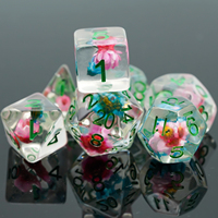 Ensemble de dés polyédriques en résine personnalisés pour D&D, 16 mm, rose et bleu, écologiques, avec 7 dés