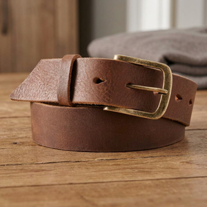 Cinturón Casual para Hombre, Hecho a Mano, de Cuero Vacuno Genuino, Cuadrado, de Acero Sólido, Vintage, Ecológico, Resistente, Longitud Personalizada - Product Image 1