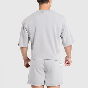 Tùy Biến Người Đàn Ông Của 50% Bông 50% <span class=keywords><strong>Polyester</strong></span> 300G Lông Cừu Cắt Tay Áo Lông Cừu Cắt Xương Sườn Cuff Crewneck Áo Người Đàn Ông - Product Image 2