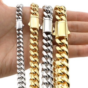 Beiyan của nam giới hợp thời trang 18K vàng PVD mạ Cuban liên kết chuỗi Thép không gỉ Vòng cổ hộp Clasp cho hip hop phong cách món quà tuyệt vời ý tưởng - Product Image 4