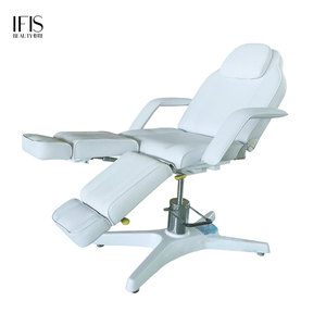 Camilla de Estética Profesional <span class=keywords><strong>Katia</strong></span> Factory, Ajustable Hidráulicamente, Diseño Nuevo Personalizado, Color Blanco, con Patas Divididas, para Tratamientos Faciales y Spa - Product Image 1