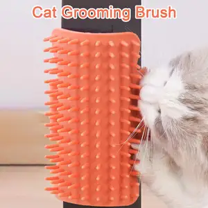 Wholesale Self Cleaning Pet Brush Cat Hair Remover Brush with Straps Cat Desk Corner Comb Cat Self Tickle Comb
