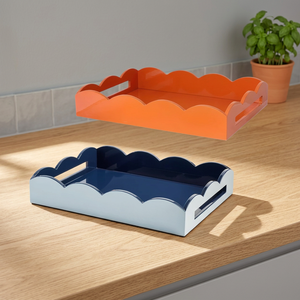 Viettimecraft Square Eco Friendly Lacquer MDF Wood Serving Tray Home <b>Decoration</b> Scalloped <b>Edge</b> Vietnam - Product Image 2