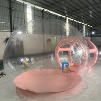 Tente à bulles gonflable rose en PVC, dôme à bulles avec fond monocouche, adapté aux fêtes en intérieur et en extérieur