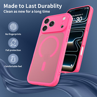 Funda Suave Color Rosa Rojo para iPhone 18 17 16 15 14 13 Pro Max, Carga Inalámbrica Magnética, Protección de Lente a Prueba de Golpes