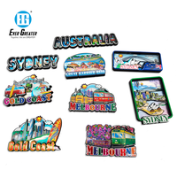 Souvenir de voyage écologique Melbourne Aimant de réfrigérateur Autocollants magnétiques en bois multicouche imprimés sur mesure avec dôme époxy 3D