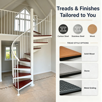 Escalier en colimaçon avec marches en bois, colonnes en acier blanc, escalier en spirale intérieur sur mesure pour villa, maison de luxe, design moderne et gain de place