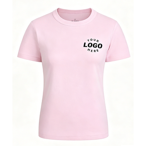 Camiseta de <span class=keywords><strong>Mujer</strong></span> de Algodón 160G, Corte Ajustado, Hombros Estándar, Color Sólido, Cintura Ajustada, Casual, Manga Corta - Product Image 2