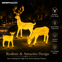 MOMOVALLEY Sculpture géante de renne LED grandeur nature pour extérieur, éclairage décoratif festif, service de contractant pour projets d'éclairage paysager