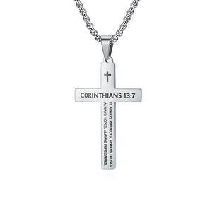 Collier en acier inoxydable de haute qualité, personnalisé, en gros, avec croix, bijoux religieux chrétiens, inspiré de la foi <span class=keywords><strong>biblique</strong></span> - Product Image 3