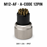 Connecteur femelle M12 en gros d'usine avec verrouillage par vis pour câbles de capteur, d'actionneur, de PLC et de bus de terrain