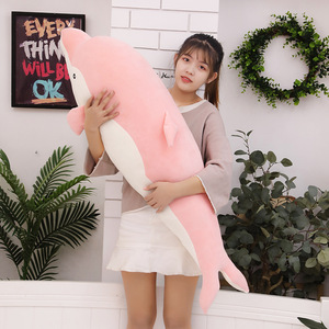 Dolphin Plush <b>Pillow</b> <b>Large</b> Stuffed Toy Pink Gray Dolphin Sleep Aid For Children Girls - Product Image 2