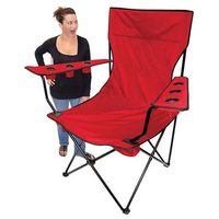 Vente en gros personnalisé Extérieur surdimensionné Tube d'acier Portable Fauteuil de salon pliant Géant Voyage Pique-nique Camping Chaise avec Accoudoir