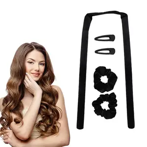 Heatless 머리띠 블랙 하over밤 부드러운 곱슬 롤러 2 머리 넥타이 클립 없음 열 curlers 긴 머리