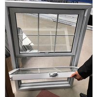 Fenêtre à guillotine verticale en PVC/UPVC blanc et brun, double vitrage trempé, insonorisée, moderne, avec moustiquaire extérieure en fibre de verre pour cuisine