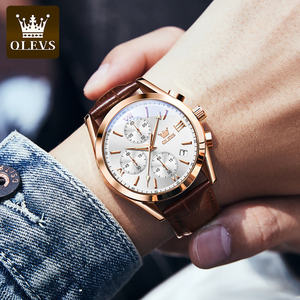   Montres pour hommes 2872 avec logo OEM personnalisé, phase de lune, étanches, calendrier, cuir véritable, montres de luxe à quartz - Product Image 4