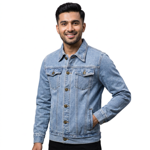 2026 <b>Customized</b> Men's High Street Style Oversize <b>Denim</b> Button-Up <b>Jacket</b> Casual Outwear with <b>Denim</b> Buttons for Winter & Fall - Product Image 1