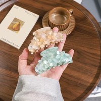 Pince à cheveux en acétate avec fleurs 3D et strass, nouveau design YJL, logo personnalisé, vente en gros, accessoires de cheveux de haute qualité pour femmes