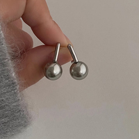 Anting Liontin Mutiara Imitasi Abu-abu Minimalis Prancis Baru Perhiasan Fashion Aksesori Pemakaian Sehari-hari untuk Pesta Wanita dan Remaja Putri