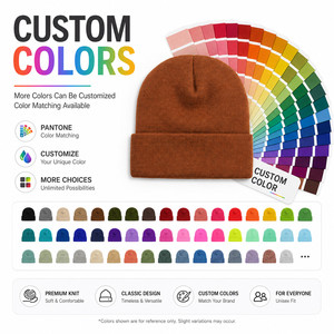 Fashion Plain Ribbed Soft Warm Acrylic <b>Beanie</b> <b>Hats</b> Outdoor Winter Wear Custom Logo 3D Embroidery Adjustable Cuffed Knitted - Product Image 3