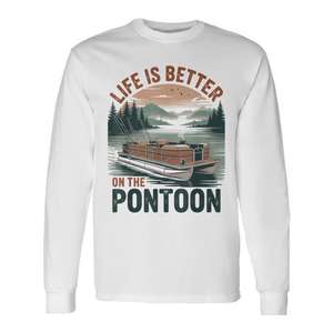T-shirt vintage à manches longues pour capitaine de ponton, design estival pour les vacances en bateau - Product Image 1