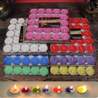 Großhandel 50 Stück Mini Runde Bunte Duftende & Unparfümierte Kokoswachs Rauchfreie Teelichter für Diwali & Halloween