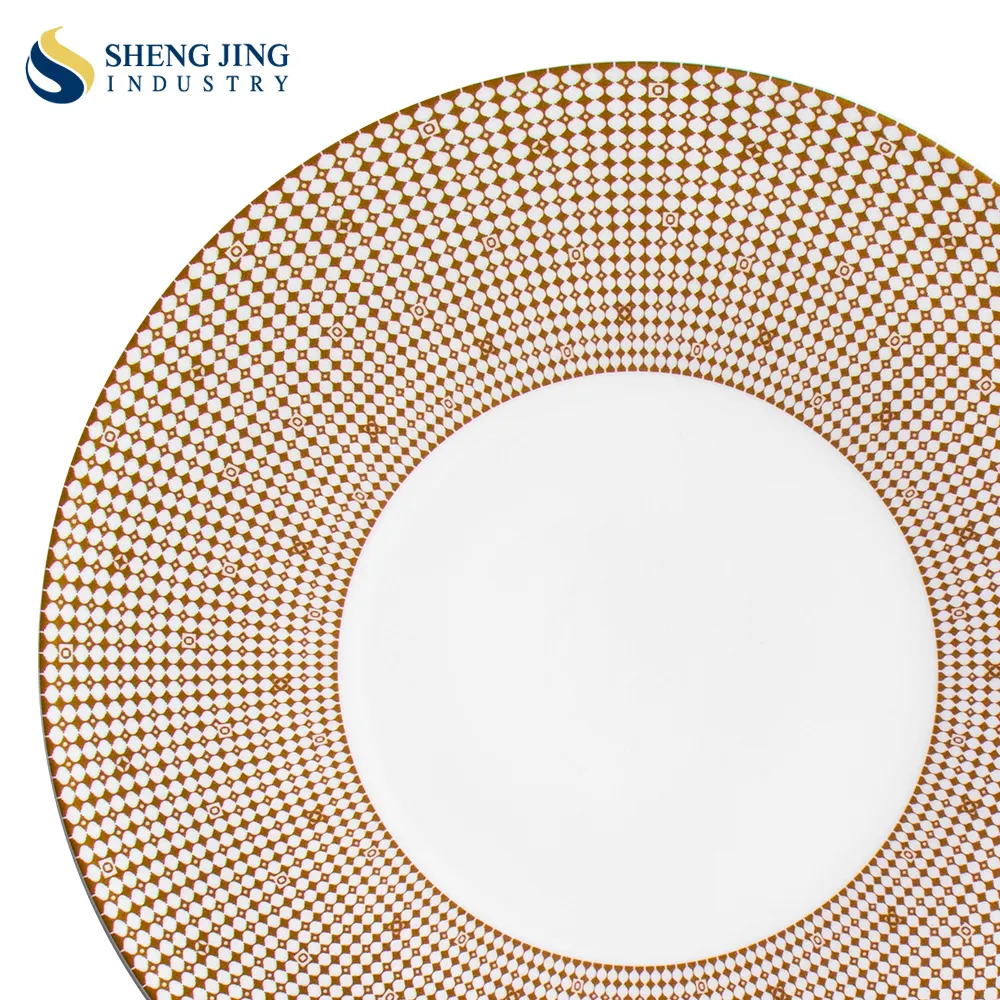 Fine Bone China Gold Rim Wedding Dishes   Plates For Restaurant Tableware Hotel Round Dinner Serving Trays Dinnerware