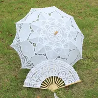 Fan ile Dantel Şemsiye Düğün Güneş Bayan Pamuk Şemsiye Hediyeleri Fotoğraf Sahne