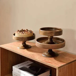 Soporte de madera para pasteles con cúpula de cristal para exhibir postres, bandeja para servir frutas, bandeja para servir té de la tarde, estilo sencillo - Product Image 3