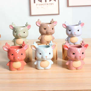 Beeman mignon mini pots de fleurs en céramique de cerf pour <span class=keywords><strong>intérieur</strong></span> et extérieur maison bureau paysage plantes succulentes pour le jardinage - Product Image 3