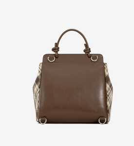 <b>Backpack</b> with large capacity PU leather and checkered fabric design for women - Product Image 5