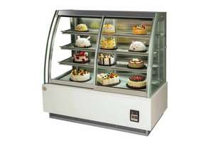 ตู้โชว์เค้กแบบโค้งกระจกเชิงพาณิชย์ ตู้โชว์เค้กแบบทำความ<span class=keywords><strong>เย็น</strong></span>ด้วยอากาศสแตนเลส - Product Image 4