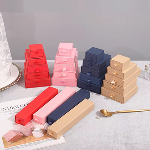 Custom Logo Cardboard Sliding Drawer Jewelry Box Necklace Packaging Gift Box with Matching Jewelry Pouch - Product Image 1