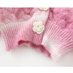 Manteau pull cardigan en tricot épais pour femmes avec boutons floraux teints d'automne - Product Image 6