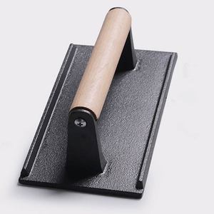 <span class=keywords><strong>Plaque</strong></span> de cuisson en <span class=keywords><strong>fonte</strong></span> pour <span class=keywords><strong>barbecue</strong></span> avec poignée en bois, antiadhésive et facile à nettoyer, chromée, pour grillades de steak et de calamars - Product Image 1