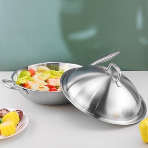 Chảo Chiên Bạc Tiêu Chuẩn Đầu Bếp Chất Lượng Cao Chảo Phủ Nhiều Lớp Bằng Thép Không Gỉ Có Nắp Vòm Cao - Product Image 2