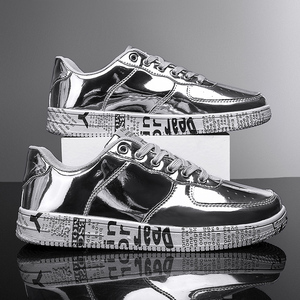 Calzado Deportivo Retro Brillante Unisex con Cordones, Estilo Clásico para Caminar, Calzado Informal a la Moda, Parte Superior de PU, Entresuela de Goma - Product Image 6