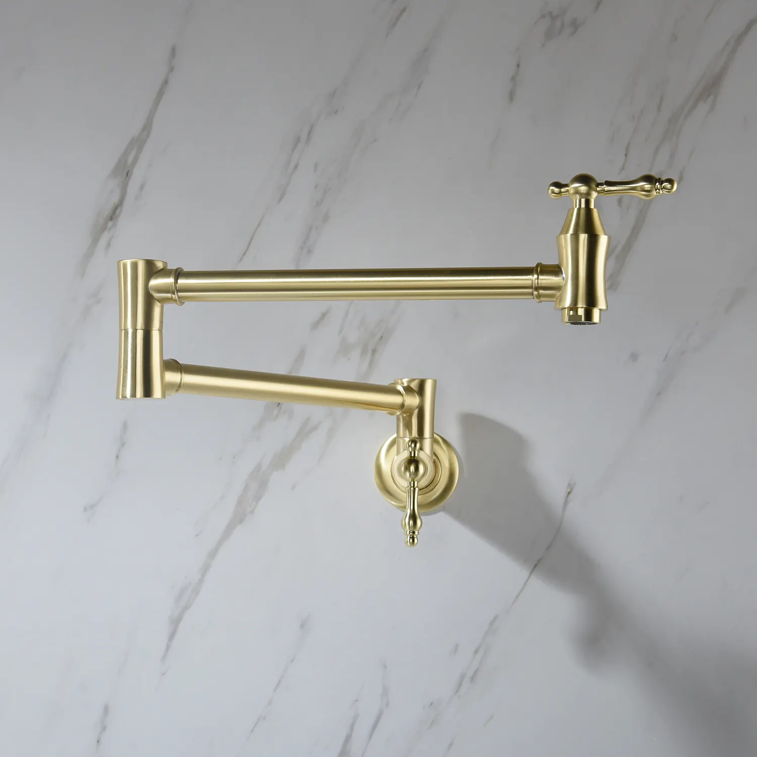 Wall Mounted Pot Filler Tap Folding Kitchen Faucets Pull Down Kitchen Faucet Gold Ceramic Contemporary Swivel Brushed 23.58" FLG