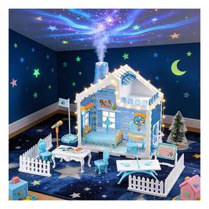 Kit de Casa de Muñecas Decorativa en Miniatura de Plástico PVC con Iluminación y Muebles, Regalo Creativo para Niños y Coleccionistas - Product Image 4