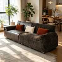 Ensemble de canapés sectionnels carrés modernes avec rembourrage en éponge, design à dossier bas pour les petits salons et les maisons au style épuré