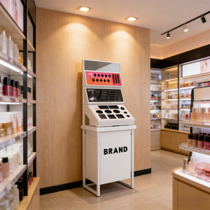 Support d'affichage cosmétique personnalisable en métal blanc et acrylique avec organisateurs multi-niveaux <span class=keywords><strong>pour</strong></span> maquillage des lèvres et des yeux en <span class=keywords><strong>magasin</strong></span> de détail - Product Image 1