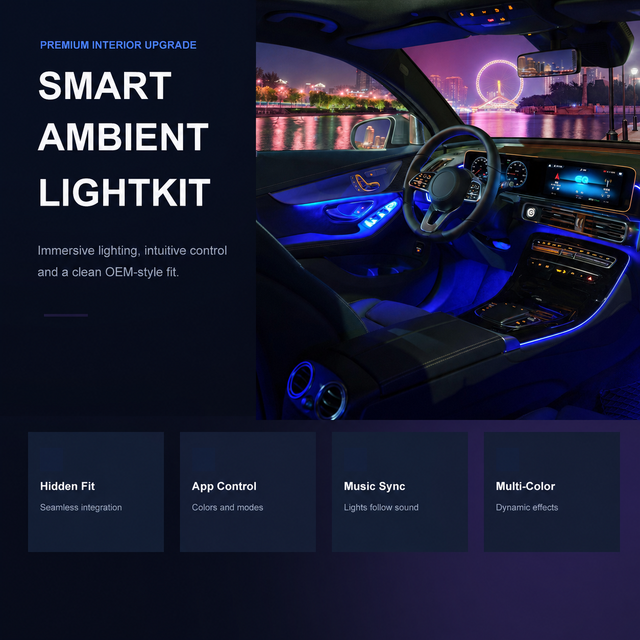 Universal Acrylic Car Ambient Light Kit LED Interior Decoration Custom Logo Printing 12V 5W Factory Direct Supply