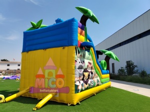 Tobogán Inflable Seco con Diseño de Jungla Vibrante, Palmeras, Tucanes y <span class=keywords><strong>Monos</strong></span> para Juegos Infantiles al Aire Libre - Product Image 6